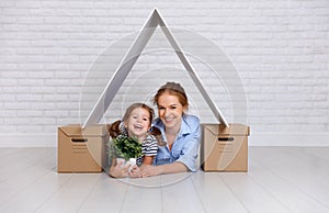 Concept of housing, mortgage and relocation family mother and ch