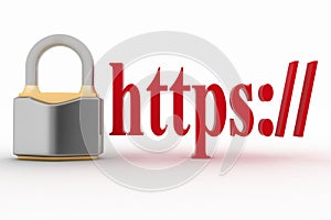 Concept of HTTPS secure connection sign in browser address