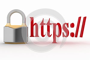 Concept of HTTPS secure connection sign in browser address photo