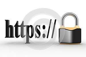 Concept of HTTPS secure connection sign in browser address photo