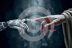Concept of human and AI Artificial intelligence cooperation and coexisting while