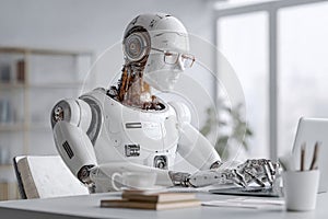 Concept of human and AI Artificial intelligence cooperation and coexisting while