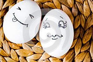 Concept human relationships and emotions eggs - flirtation