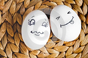 Concept human relationships and emotions eggs - flirtation