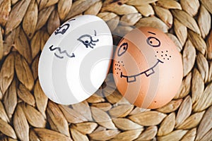 Concept human relationships and emotions eggs - flirtation