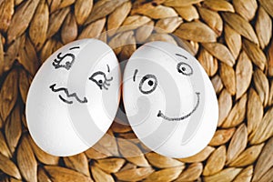 Concept human relationships and emotions eggs - flirtation