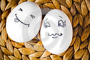 Concept human relationships and emotions eggs - flirtation photo