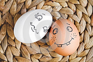 Concept human relationships and emotions eggs - flirtation