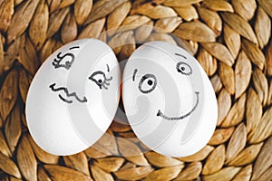 Concept human relationships and emotions eggs - flirtation photo