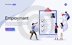 Concept of human resources,employment at completed checklist on clipboard.Vector illustration