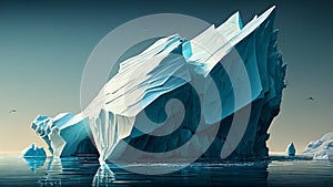 Concept of an iceberg with only the tip visible above the water. Generative AI