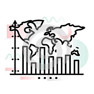 Concept icon of global business growth dynamics with abstract background photo