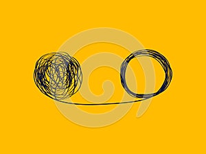 Concept icon showing the unraveling of a tangled line. metaphor for a mentor or coach in problems business