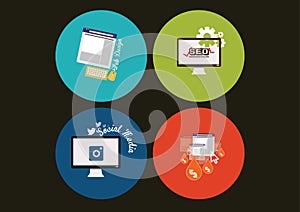 concept icons for web and mobile services and apps