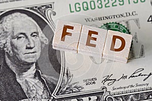 Concept idea of FED, federal reserve system is the central banking system of the united states of america photo