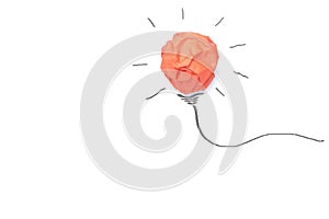 Concept idea with paper light bulb isolate on white