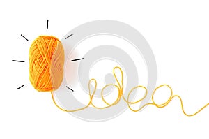 concept idea roll yarn isolate on white