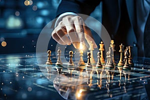 concept ideas business agram connecting line graphic gital exposure double figure king touch hand game board chess brainstorm