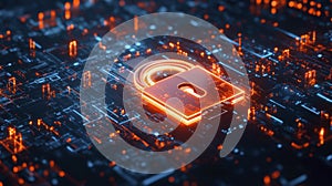 Advanced Digital Lock Displayed on Computer Screen, Representing Cutting-Edge Cybersecurity Measures