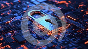 Advanced Digital Lock Displayed on Computer Screen, Representing Cutting-Edge Cybersecurity Measures