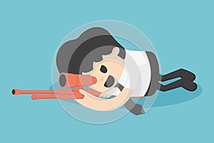 Concept illustration businessman sneak attack bloodiest shoot