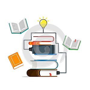 Concept illustration of education and information. Book of knowledge