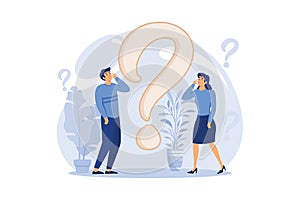 concept illustration of people frequently asked questions around question marks,