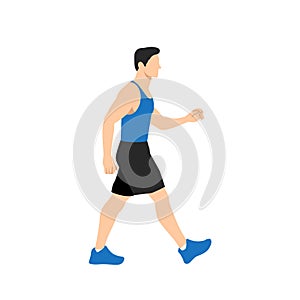 Concept illustration vector graphic design of a man walking for cardio
