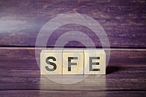 Concept image of Accounting Business Acronym SFE Sales Force Effectiveness written on white notebook