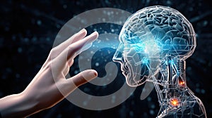 Concept image of artificial intelligence personified and it's relation to humanity