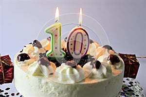 An concept image of a birthday cake with candle - 10