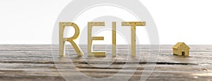 Concept image of Business Acronym REIT as Real Estate Investment Trust. 3d rendering