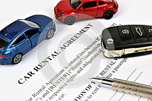 An concept Image of a car rental agreement