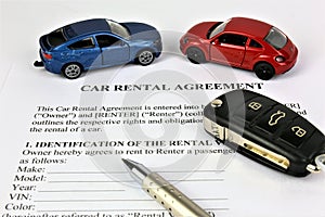 An concept Image of a car rental agreement