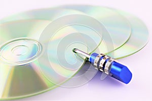 An concept Image of a cd and a lock - data security