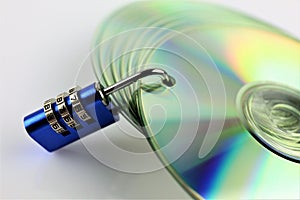 An concept Image of a cd and a lock - data security