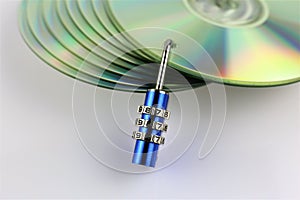 An concept Image of a cd and a lock - data security