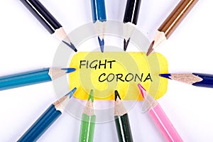Concept image with Fight Corona healthy word