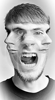 Concept image of a guy with three