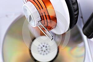 An concept Image of a headphone with a Music CD