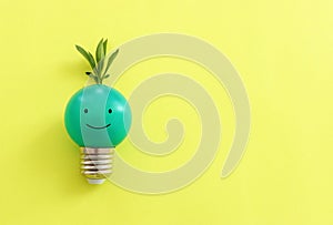 Concept image if green lightbulb, symbol of scr, innovation and eco friendly business