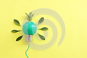 Concept image if green lightbulb, symbol of scr, innovation and eco friendly business