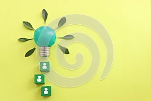 Concept image if green lightbulb, symbol of scr, innovation and eco friendly business