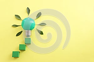 Concept image if green lightbulb, symbol of scr, innovation and eco friendly business