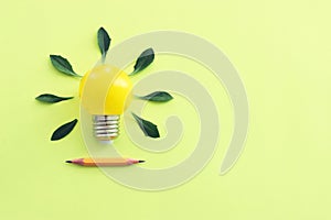 Concept image if green lightbulb, symbol of scr, innovation and eco friendly business