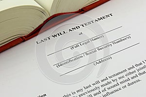 An concept Image of a last will and testament