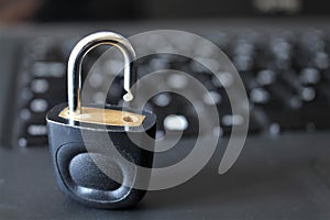 An concept image of lock and a computer