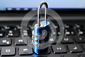 An concept image of lock and a computer