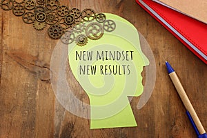 concept image ofnew mindset new results. success and personal development idea