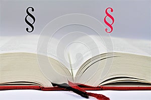 An concept image of a open book with abstract paragraphs.